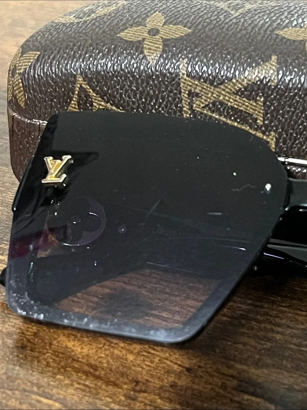 Louis Vuitton Black Sunglasses with Gold LV Medallions